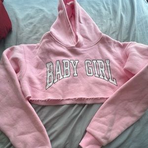 Baby Girl Cropped Pink Hoodie
